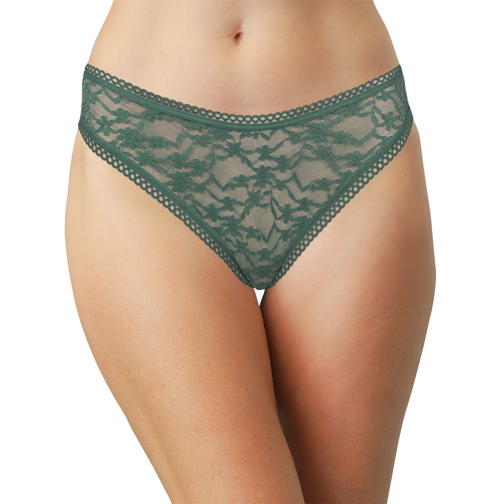High Leg Daisy Lace Thong with Picot Trim