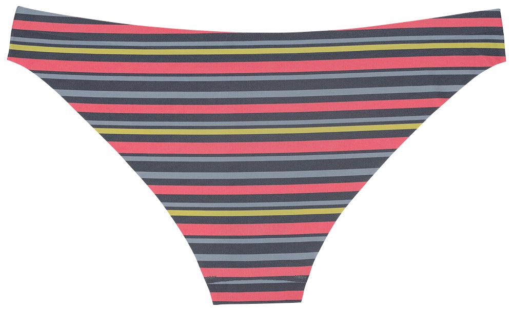 Striped No Show Laser Cut Thin Side Bikini