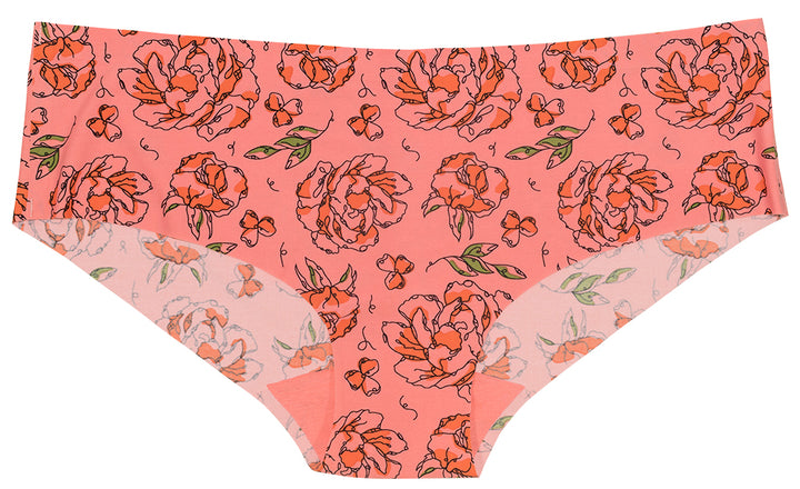 Pink Sketch Floral No Show Laser Cut Hipster