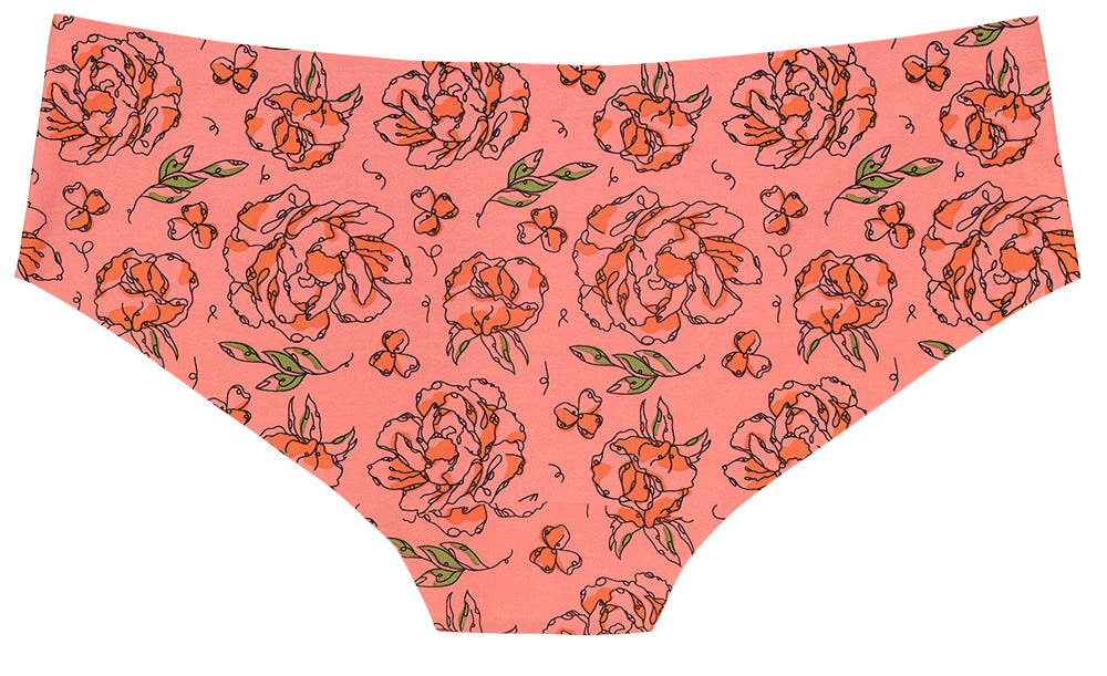Pink Sketch Floral No Show Laser Cut Hipster