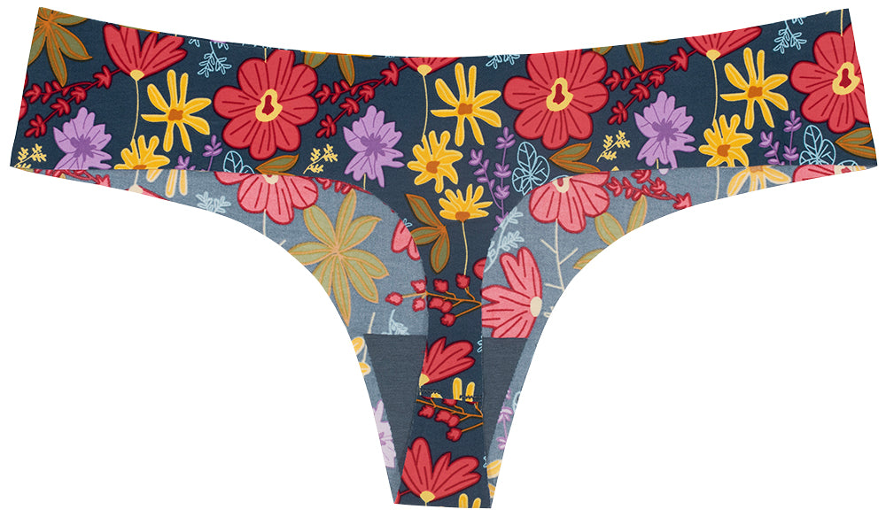 Vibrant Garden No Show Laser Cut Thong