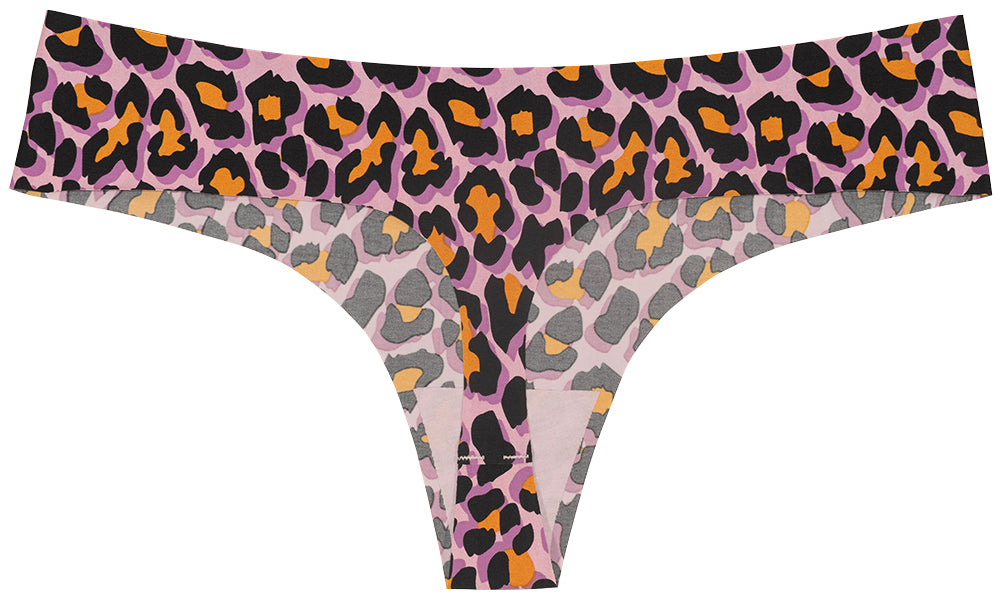 Purple Leopard No Show Laser Cut Thong