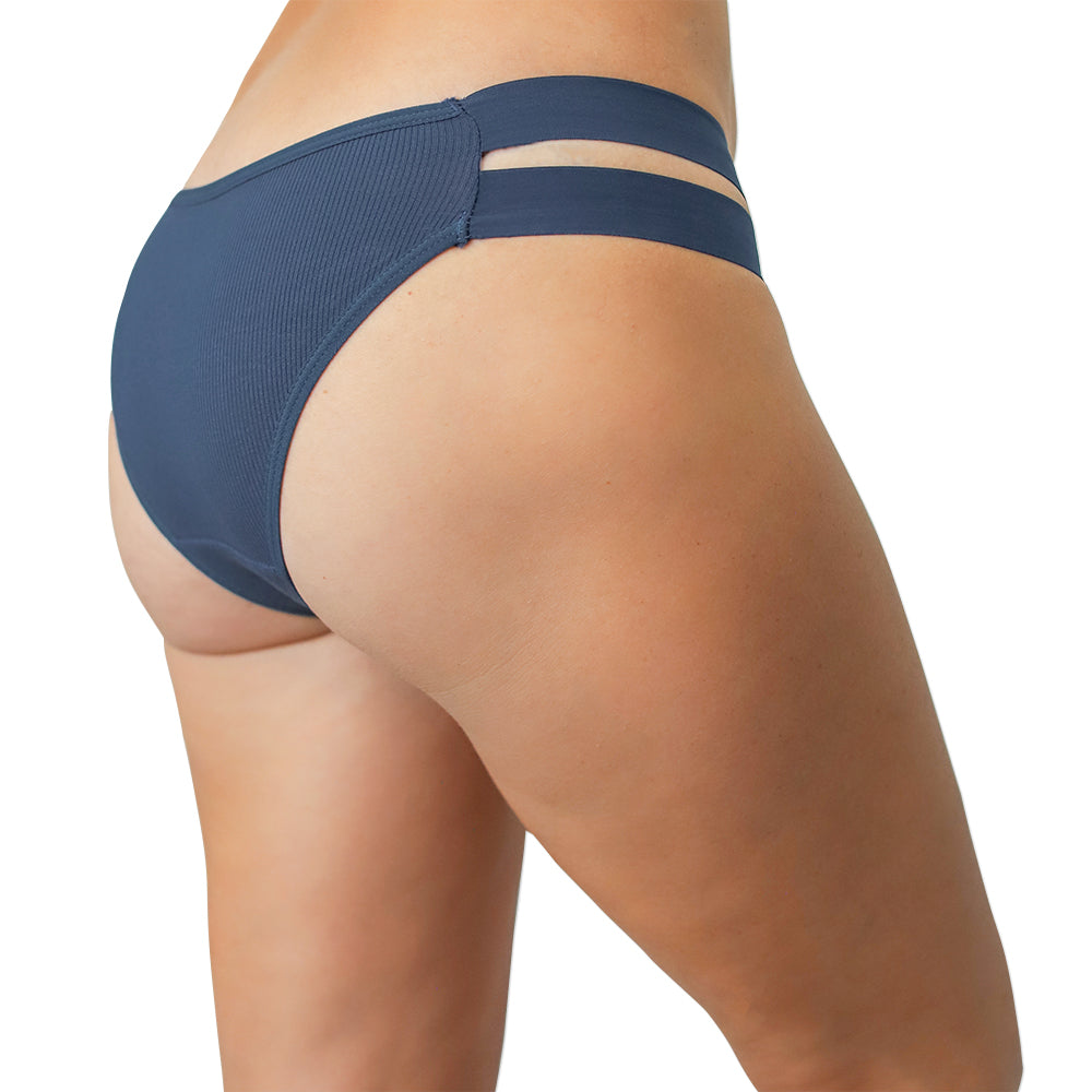 Ribbed Cheeky with Double Strap Elastic Sides
