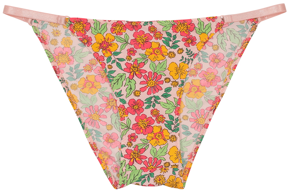 Floral Microfiber Bikini with Strap Sides