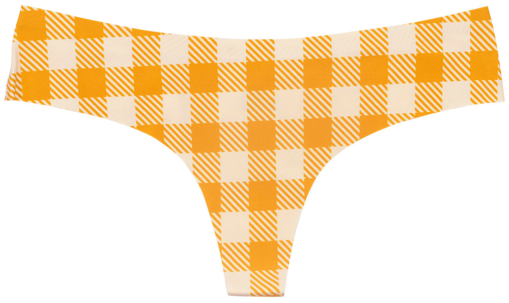 Sweater Check Laser Cut No Show Thong