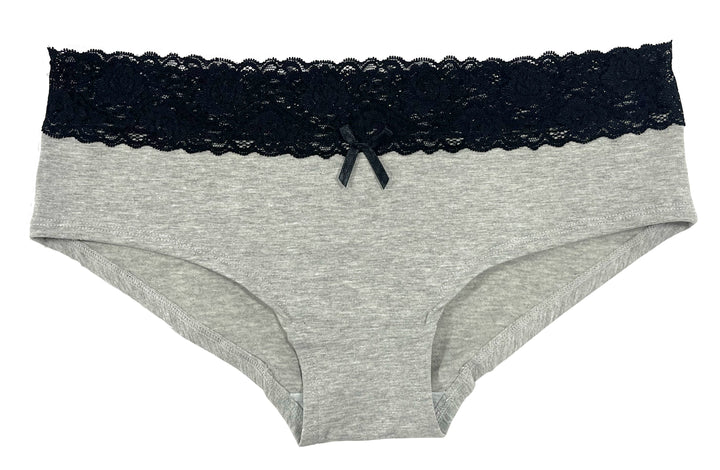Heather Gray Hipster with Black Lace at Waist