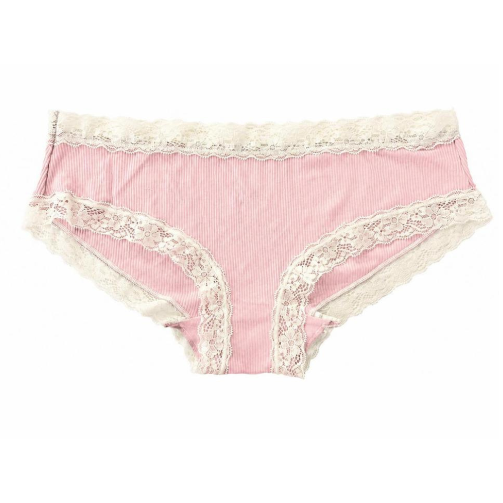 Rib Modal Cheeky With Contrast Lace, XS-2X