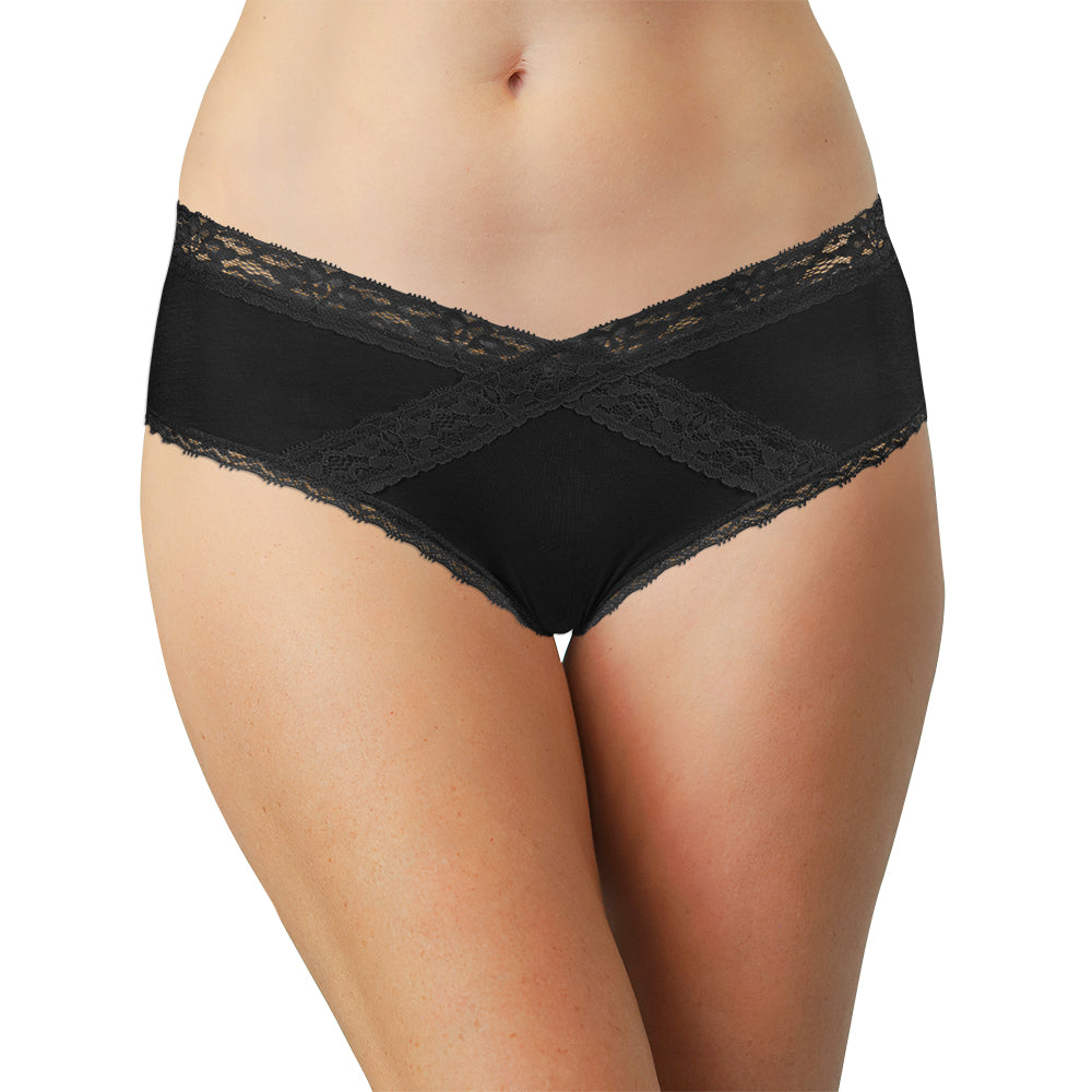 Black Silky Soft Hipster with Lace Detailing