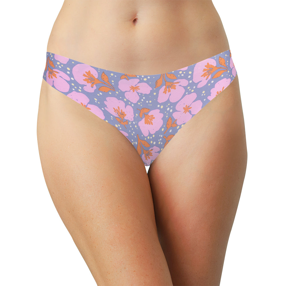 Floral No Show Laser Cut Thin Side Cheeky