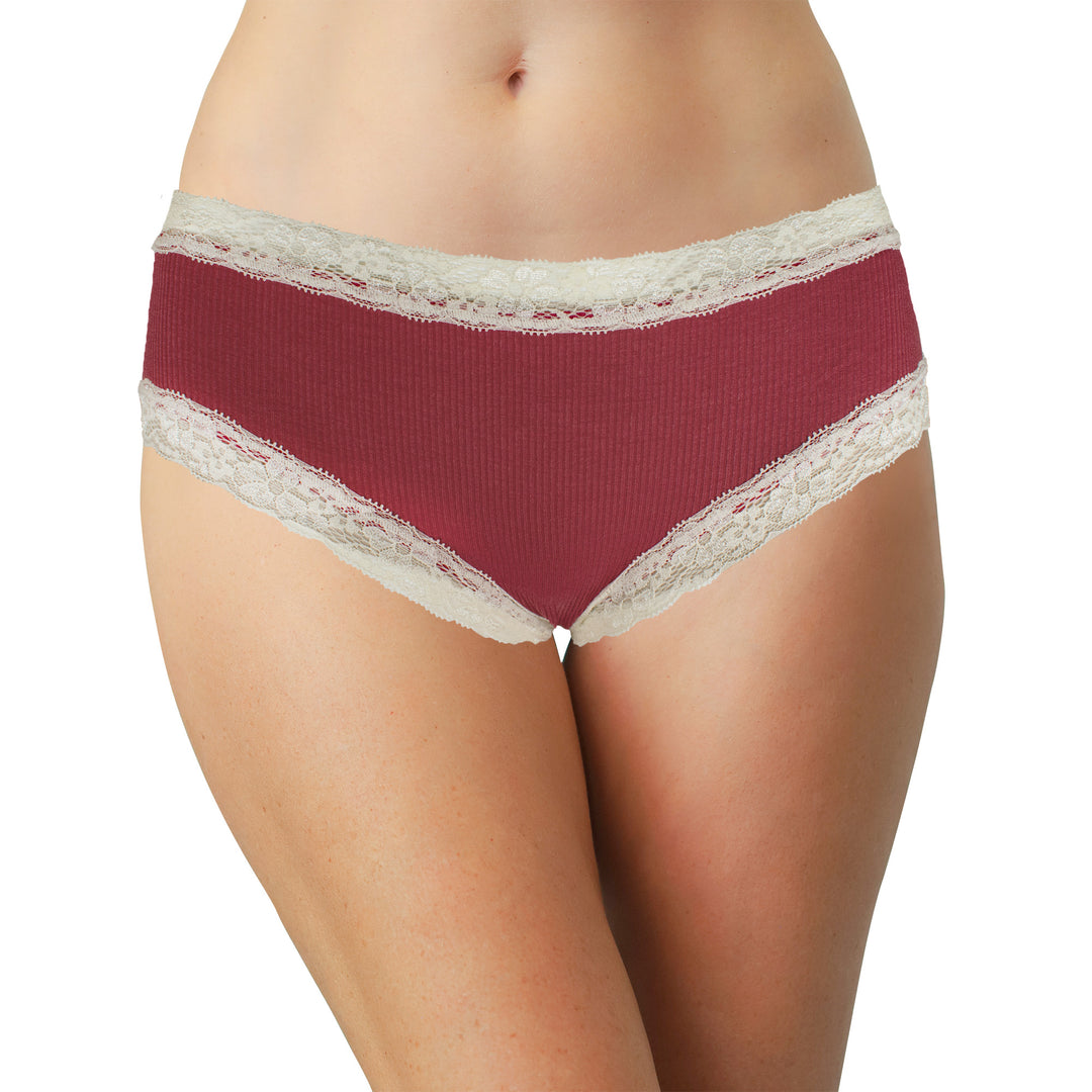 Rib Modal Cheeky With Contrast Lace, XS-2X