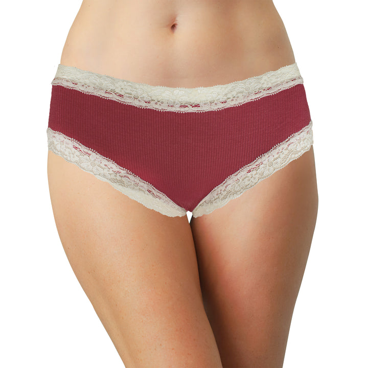 Rib Modal Cheeky With Contrast Lace, XS-2X