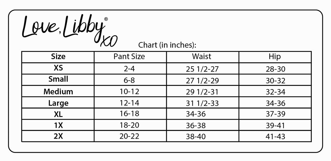 2025 Love Libby size chart for pants in inches