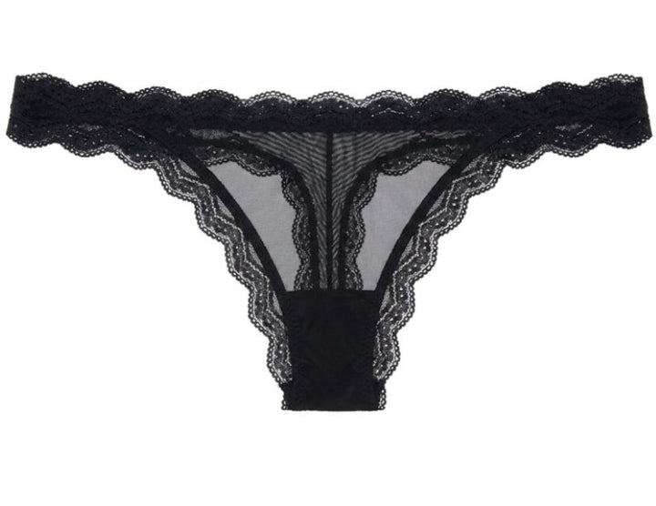 Mesh Thong with Lace Trim at the Waist and Leg, XS-2X