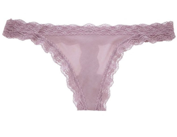 Mesh Thong with Lace Trim at the Waist and Leg, XS-2X