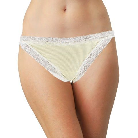 Rib Modal Thong With Contrast Lace, XS- 2X