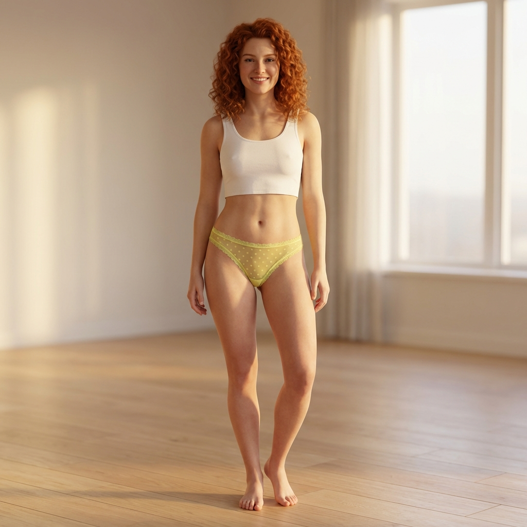 Flocked Polka Dot Mesh Cheeky with Lace Details