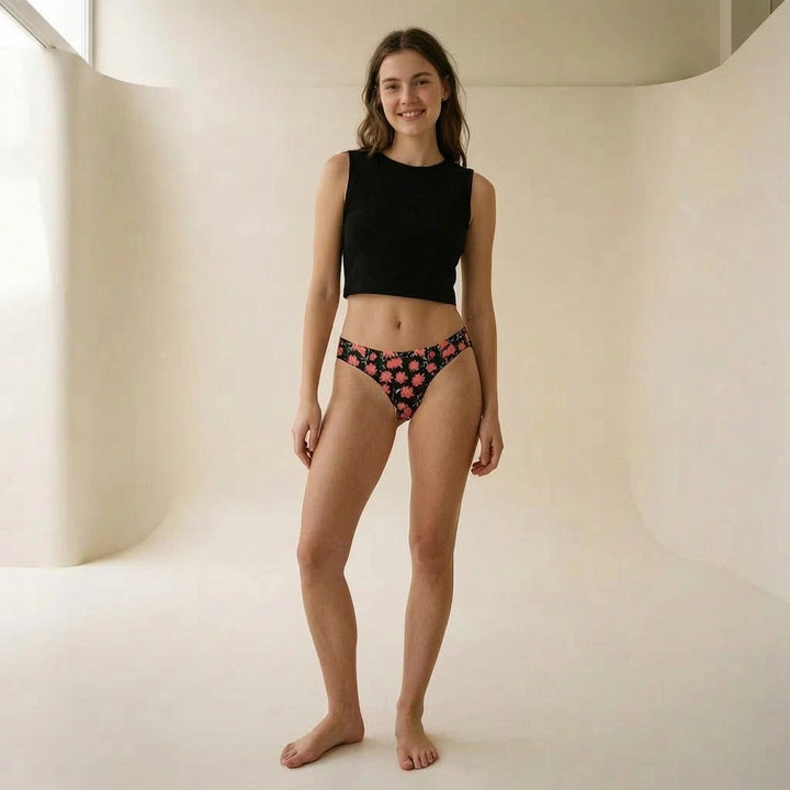 Floral Burst Laser Cut No Show Thong