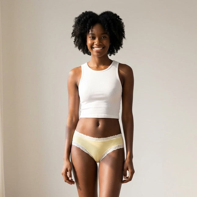 Rib Modal Cheeky With Contrast Lace, XS-2X