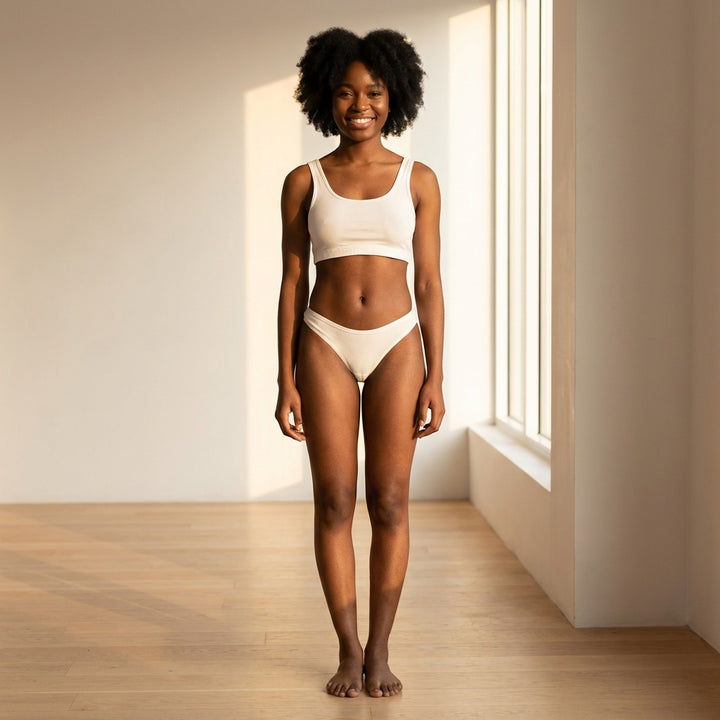 Cotton Blend Rib Thong in White