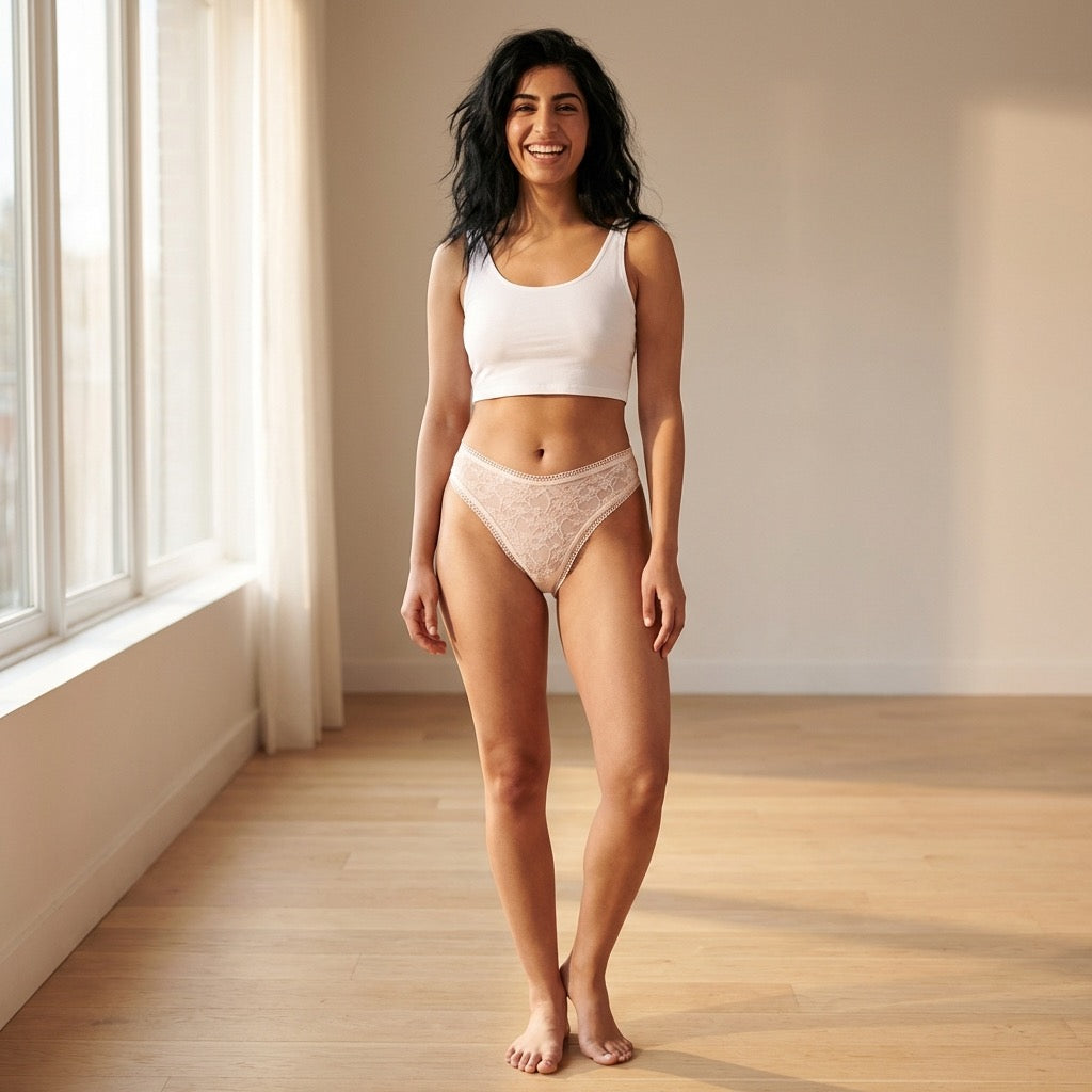 High Leg Daisy Lace Cheeky with Picot Trim