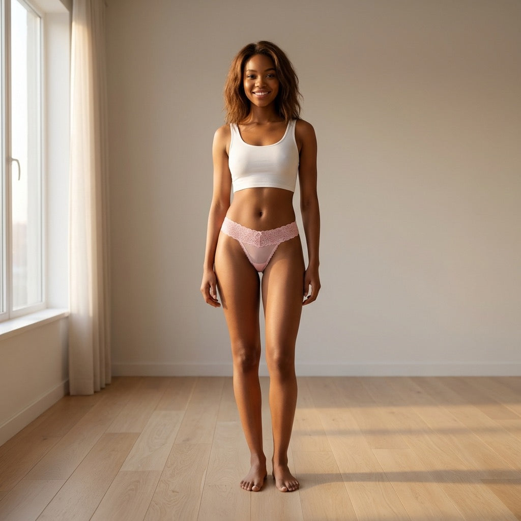 Mesh and Lace Classic Thong, XS- 2X