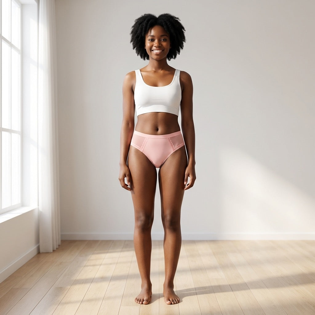 Pink Laser Cut Hipster With Mesh and Lace