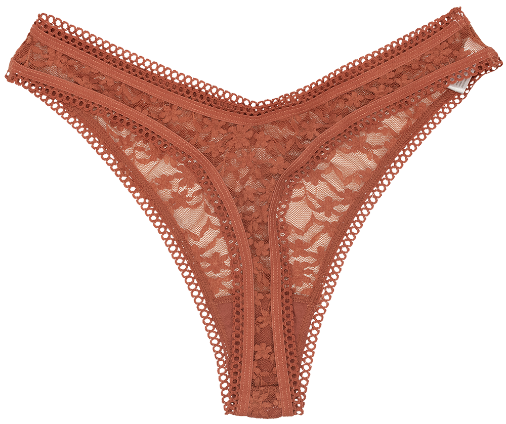 High Leg Daisy Lace Thong with Picot Trim