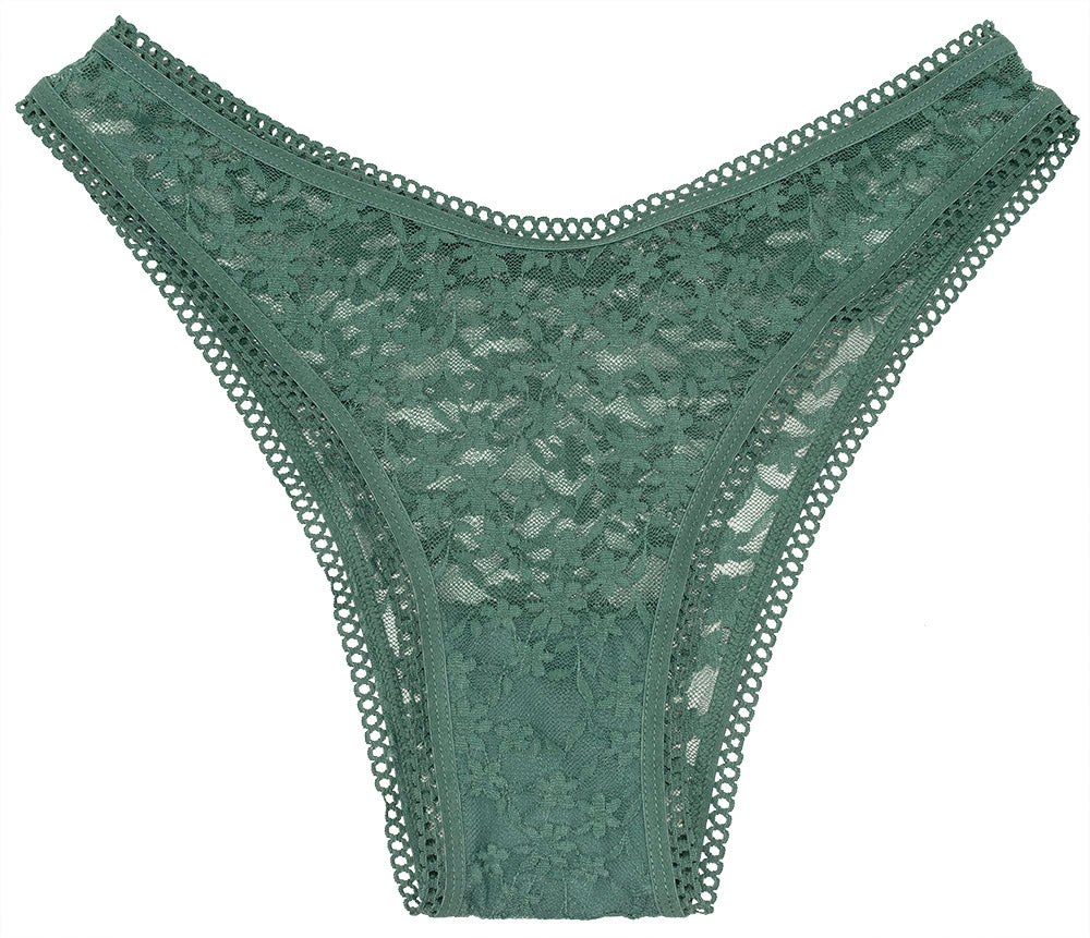 High Leg Daisy Lace Cheeky with Picot Trim