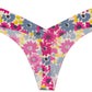 V Front Laser Cut No Show Thong in Pink Floral
