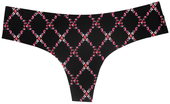 Lattice Floral Printed Laser Cut Thong