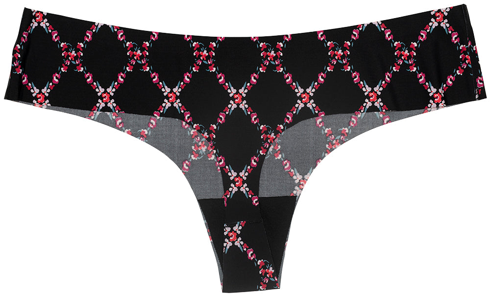 Lattice Floral Printed Laser Cut Thong