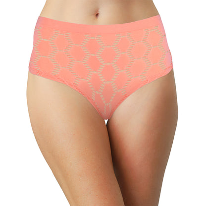 Peek-A-Boo Jacquard Seamless Boyshort in Black or Peach