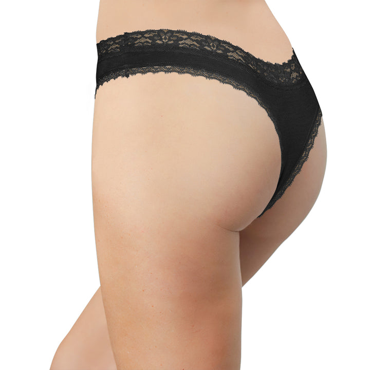 V-Front Modal Thong with Lace