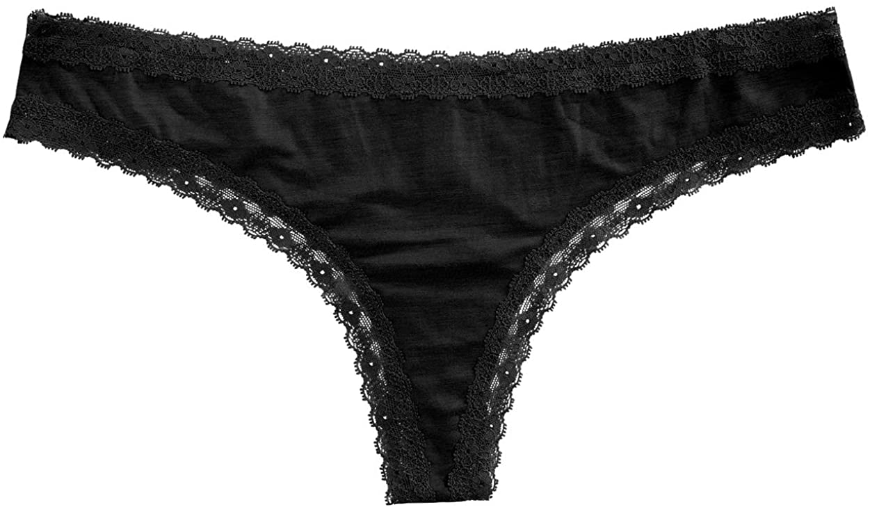 Silky Soft Thong with Lace Trim
