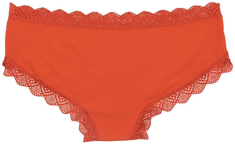 Red Rib Microfiber Hipster with Lace Trim – Love Libby Panties