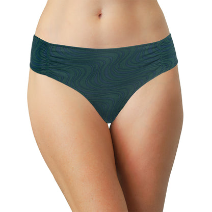Green Blue Swirl Modal Thong with Ruching