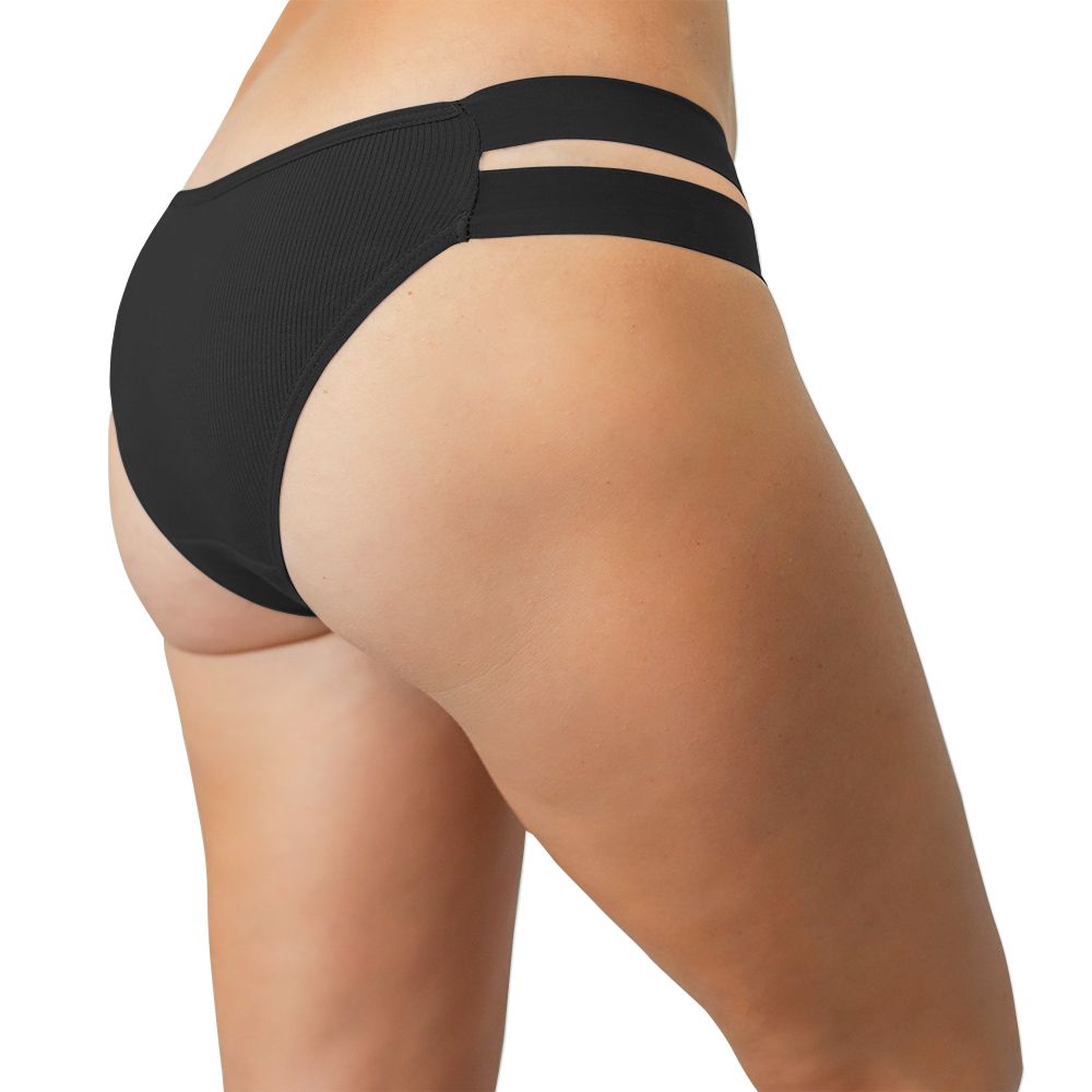 Ribbed Cheeky with Double Strap Elastic Sides 3 Pack