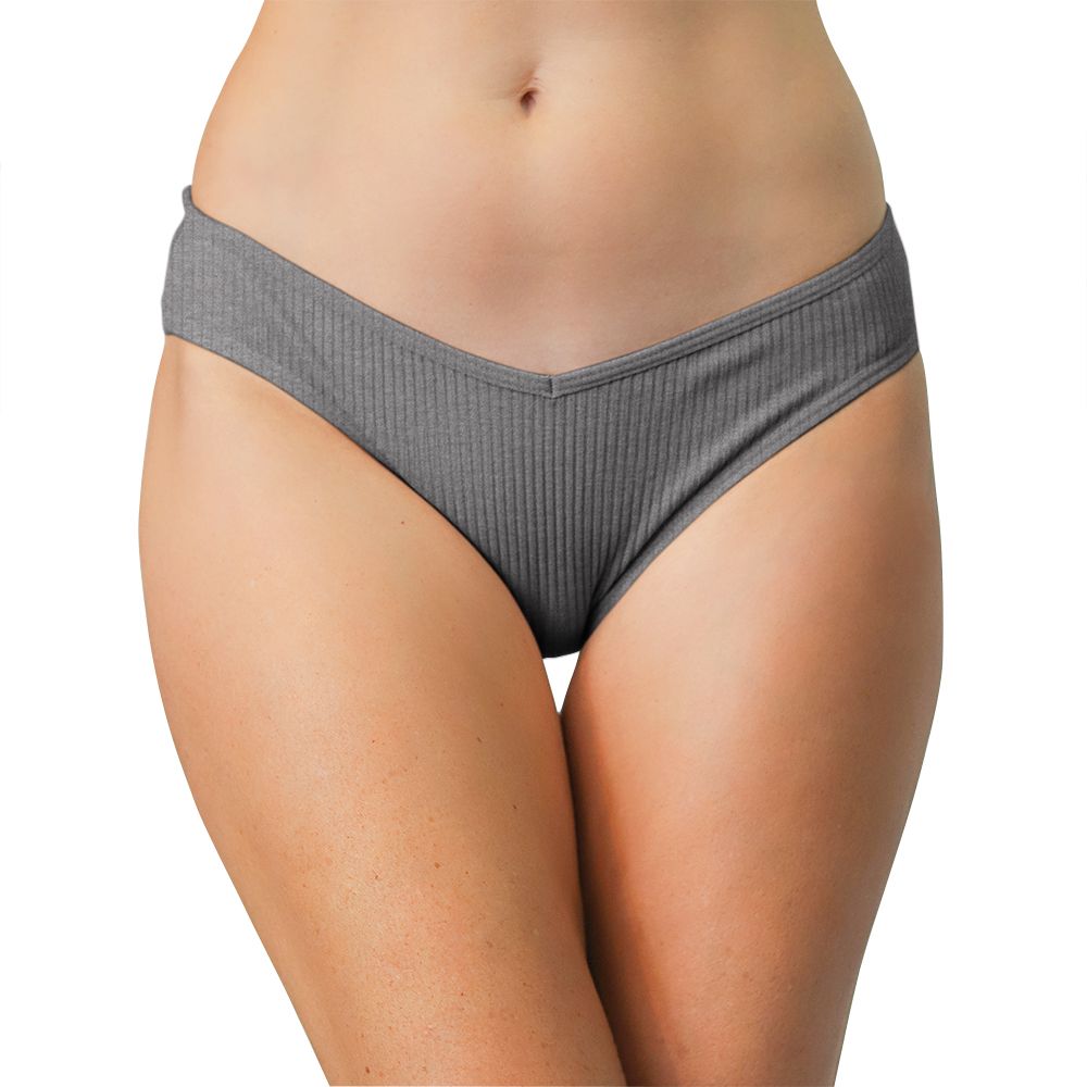 Cotton On cotton ribbed thong in gray