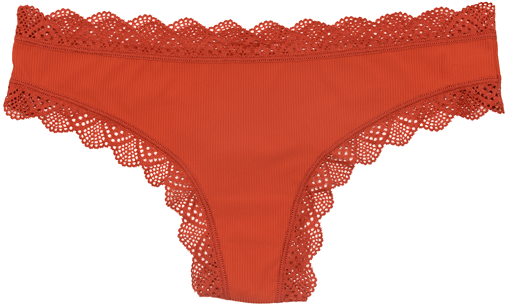 Red Rib Microfiber Thong with Lace Trim – Love Libby Panties
