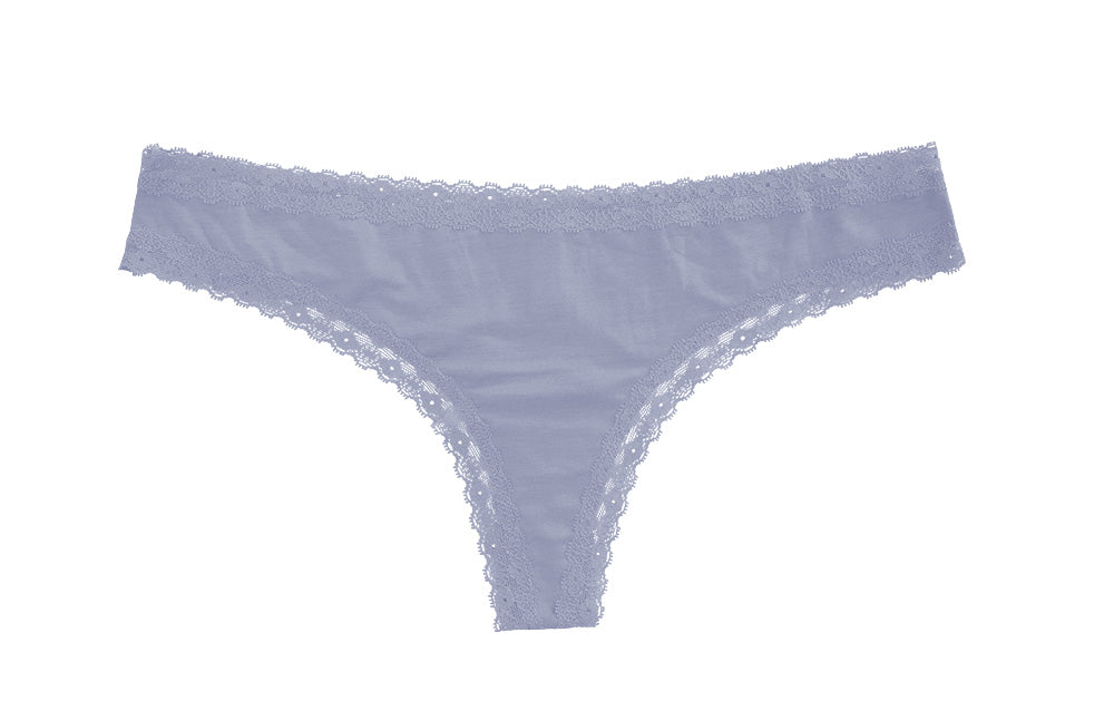 Silky Soft Thong with Lace Trim