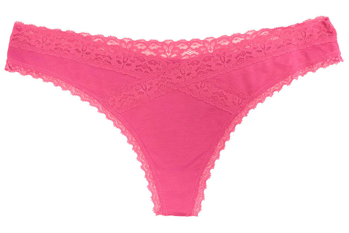 V-Front Modal Thong with Lace