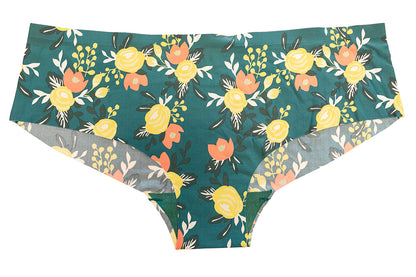 Green and Yellow Floral Laser Cut No Show Hipster