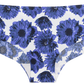 Blue and White Large Floral Laser Cut No Show Hipster