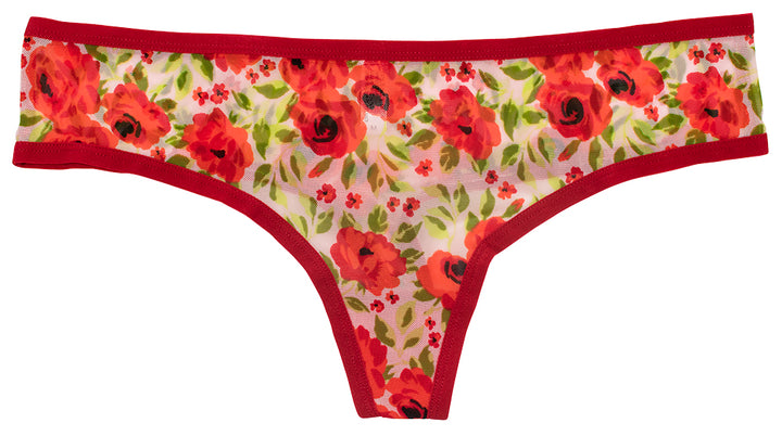Floral All-Over Mesh Thong